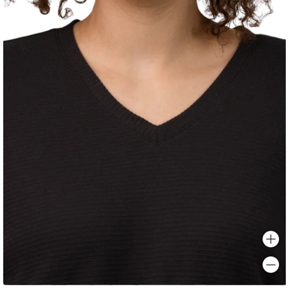 🍀 NEW Ellen Tracy Ottoman Ribbed Top | Black - Picture 3 of 6
